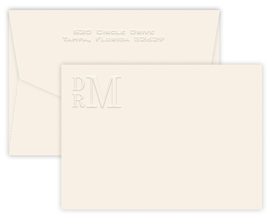 Triple Thick Embossed Monogram Flat Note Cards